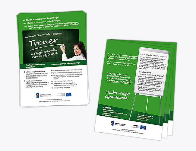 trener - drugi zawd nauczyciela, efs, projektowanie znaku, identyfikacja projektu unijnego, projekt logo, logo design