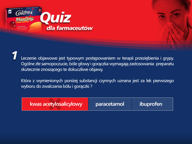 coldrex, quiz dla farmaceutw, e-learning, prezentacja medyczna