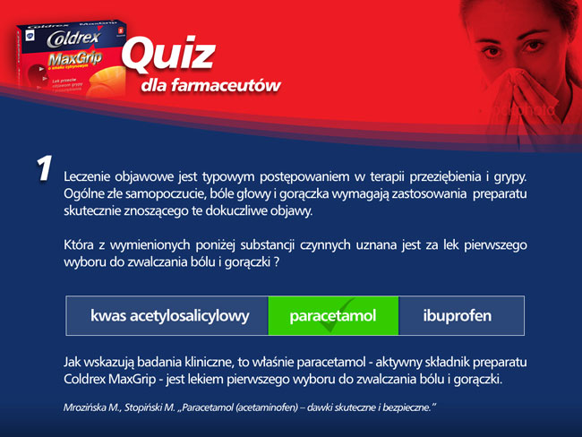 coldrex, quiz dla farmaceutw, e-learning, prezentacja medyczna