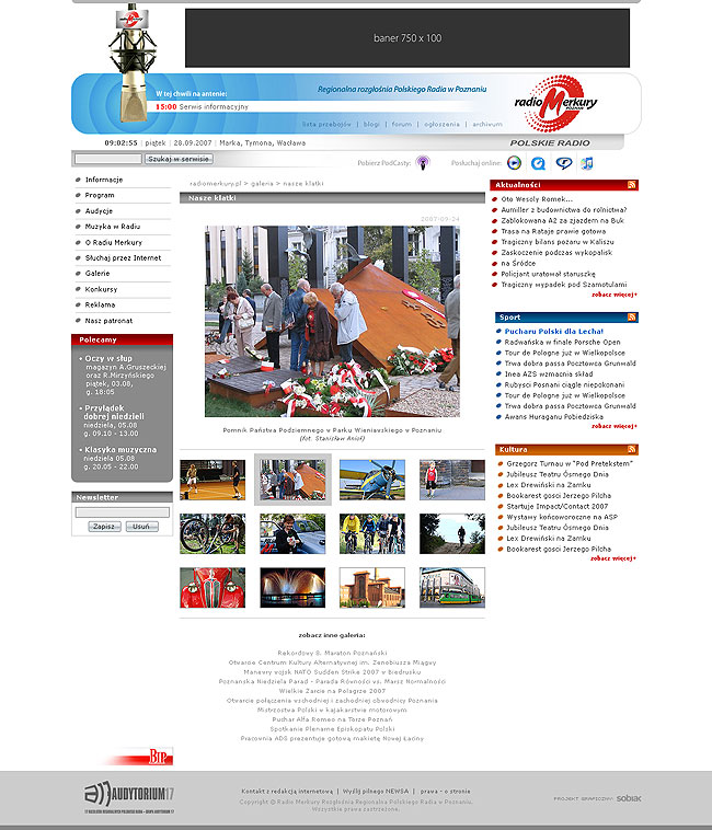 radio merkury pozna, projekt graficzny serwisu internetowego