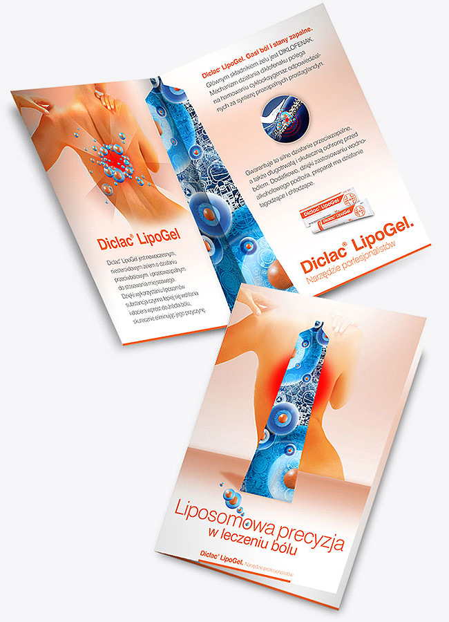 diclac lipogel, folder, ma, el, lek, agencja reklamowa, projektowanie graficzne dla przemysu farmaceutycznego, tomasz sobiak,
