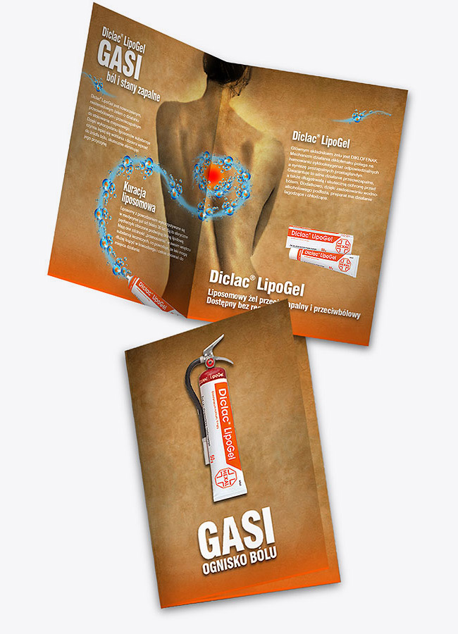 diclac lipogel, folder, ma, el, lek, agencja reklamowa, projektowanie graficzne dla przemysu farmaceutycznego, tomasz sobiak,