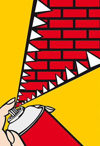 ams, galeria plakatu, wandalizm, popatrz w chmury zostaw mury, plakat, tomasz sobiak, grafik, projektant, plastyk, plakacista