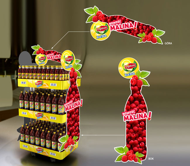 pos, projekt, lipton ice tea, projekt ekspozytora, lipton, malina, tomasz sobiak, graphic designer, grafik, projektant